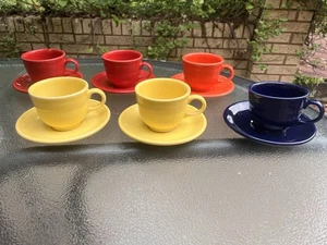 Homer Laughlin Fiestaware Tea Coffee Cups Saucer Fiesta Set Cup Lot of 6 - Picture 1 of 17