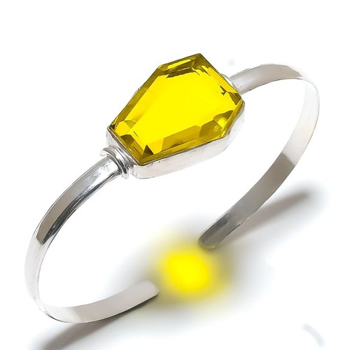 VALENTINO Bracciale Citrino Gemma Fatto a Mano Argento Sterling 925 Regolabile k599