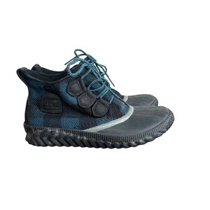 Sorel Out N About Plus wasserdichte Damenstiefel mit Stollensohle schwarz türkis Größe 8 - Bild 1 von 11