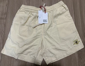 BDG Urban Outfitters lässige Leinenshorts mit Kordelzug für Herren Größe Large hellgelb - Bild 1 von 8