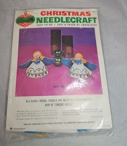 Bucilla Christmas Mantel Ornament Kit 8339 Singing Angels 1971 MCM MOD Rare - Picture 1 of 4