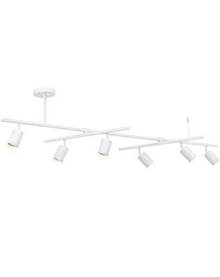 Globe Electric Track Lighting 64" 6-Light w/ 2 x Center Swivel Bars Matte White Foto 1 de 4