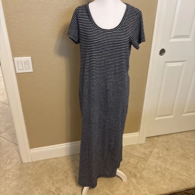 Old Navy Women’s Linen Blend Midi Dress, Blue And White Striped, Size Medium - Image 1 of 4