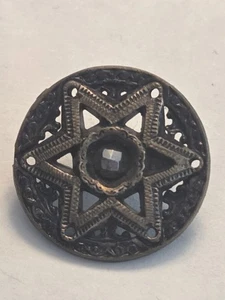 Vintage Pair of Round Star Metal Shank Buttons 3/4" - Picture 1 of 7