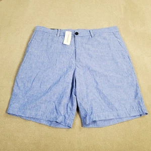Banana Republic Aiden Shorts Mens 36 Blue Linen 9" Inseam Chinos Lightweight - Picture 1 of 11