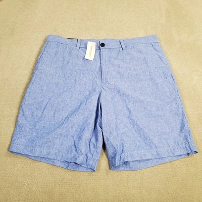 Banana Republic Aiden Shorts Mens 36 Blue Linen 9" Inseam Chinos Lightweight - Image 1 of 4
