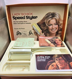 Box & Accessories for Vintage 1970s Lady Schick Speed Styler Farrah Fawcett Prop - Picture 1 of 9