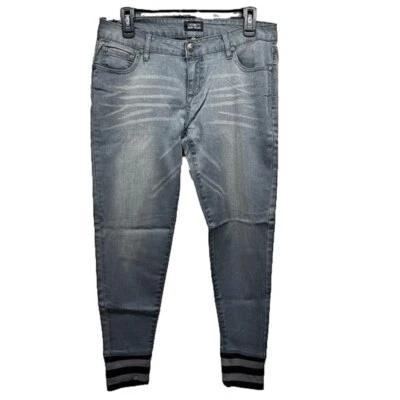 Новый знаменитостей розовый хром стирка выцветший черный полосатый манжеты джинсы Junior размеров 5-11 - Изображение 1 из 4