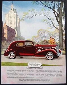 CADILLAC-FLEETWOOD TOWN CABRIOLET – ORIGINAL 1936 VINTAGE AD – WATER COLOR ART - Picture 1 of 8