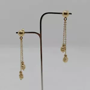 ORECCHINI A PENDOLO - PENDENTI IN ORO GIALLO 18KT CON SFERE 2,6 GR. (7728) - Foto 1 di 10