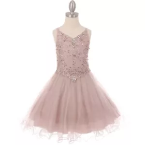 DUSTY ROSE Size 12 Flower Girl Dress Birthday Formal Bridesmaid Party Graduation - Picture 1 of 4