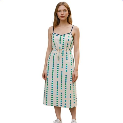 Abito midi senza maniche stampa a pois Kate Spade coulisse donna avorio grande