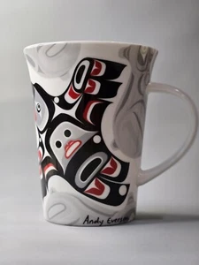 Oscardo Mug Andy Everson Canadian Indigenous Artist. blk, red and wht bird 4.25" - Picture 1 of 9