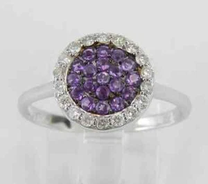 2.00Ct Round Cut Lab Created Amethyst Halo Engagement Ring 14k White Gold Plated - Picture 1 of 3