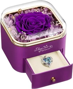 Preserved Real Purple Rose, Forever Flowers Gifts for Mom - Wife - Girlfriends - Picture 1 of 7