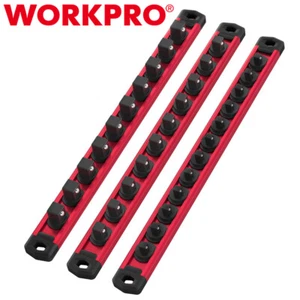 WORKPRO 3-PACKS Magnetic Socket Organizer Set 1/4" 3/8" 1/2" Drive Socket Holder - Picture 1 of 13