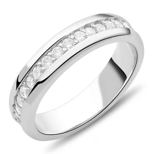 Pave Ring 5mm Zirkonia Stein Weiß 925er Silber Bandring Massiv Damen Silberring - Bild 1 von 36