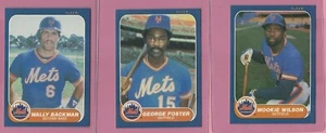 Lote de 3 Fleer Mint Foster 1986 Mets, Backman, Wilson WS CHAMPS diferentes - Imagen 1 de 1