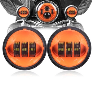 4.5'' Motorcycle LED Fog Lights Passing Lamps Orange Fit For Electra Glide - Bild 1 von 11