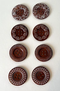 Beautiful Wooden Painted Buttons Mixed Boho Designs Large 2.25” 4 Sets of 2 New - Picture 1 of 6