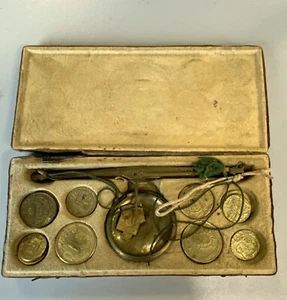ANTIQUE SCALE 17 pesi MONETALI 1700 COINS FRANCE SPAIN PARMA GENOA sovereign - Picture 1 of 17
