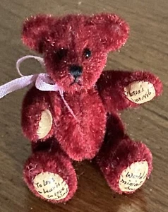 World Of Miniature Bears Dollhouse 1.25” Jointed Tiny Burgundy Bear Too Cute! - Picture 1 of 6