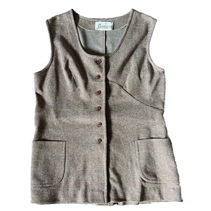 Vintage 70s Jantzen Wms L Empire Waist Brown Vest Boho Hippy Classic - Picture 1 of 10