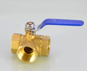 3 Way L Port 1/4" BSP Brass Ball Valve Female Pipe Fitting Lever Handle FFF UK - Picture 1 of 5
