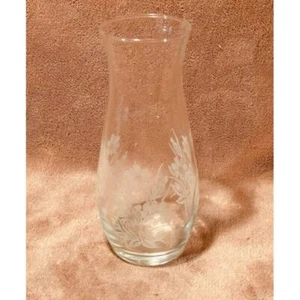 Vintage, Mid-Century Pasabahce türkisches Glas geätzt florales Design 7" Vase - Bild 1 von 4
