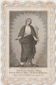 1896 Unbefleckte Jungfrau Maria Heilige Gebetskarte Papier Spitze gestanzt Watertown WI - Bild 1 von 3