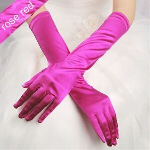 Wedding Gloves Finger Long Gloves Wrist Stretch Silk Satin Prom Costume Gloves