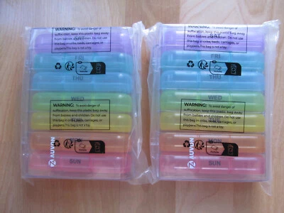 (2) Auvon Pill Organizer - Morning Noon Night 3 X Multi Color in Clear Case New - Image 1 of 2