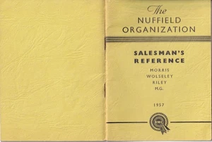 THE NUFFIELD ORGANIZATION SALESMAN'S REFERENCE MORRIS, WOLSELEY RILEY MG BOOKLET - Picture 1 of 13