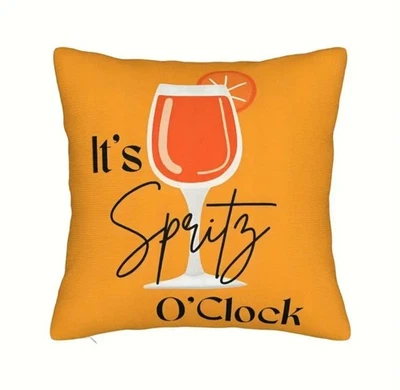 Double Sided Aperol Spritz Themed Cushion Cover Smooth Polyester 45x45cm - Image 1 of 4