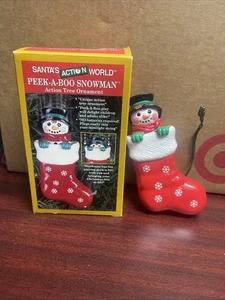 Santa's Action World Peek-A-Boo Snowman Ornament (2002, Kurt Adler) WORKS - Picture 1 of 8