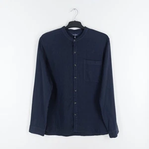 Seasalt Men's Size Medium Navy 100% Linen Grandad Collar Pocket Porlock Shirt - Picture 1 of 9