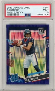 2023 Donruss Optic CJ Stroud #244 Purple Shock Rated Rookie PSA 9 Texans RC - Picture 1 of 3