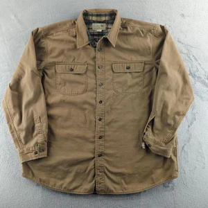 Vintage L.L.Bean Shirt Mens 2XL Brown Flannel Lined Button Down Canvas Heavy Y2K - Picture 1 of 10