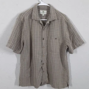 Camicia Island Shores adulto uomo L beige a quadri manica corta con bottoni - Foto 1 di 8