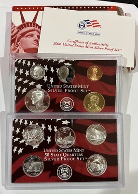 2006-S US MINT SILVER PROOF SET 10 Gem Coins In Original Box and COA OGP - Image 1 of 4