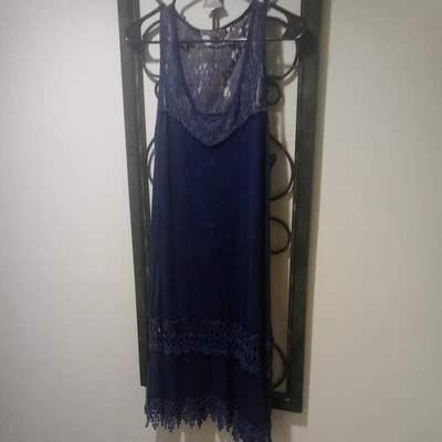 Темно-синий кислоты стирка без рукавов эластичной Midi кружева платье средний размер - Изображение 1 из 4