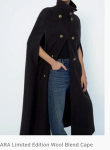 ZARA  WOOL BLEND CAPE !!  XS - SMALL - Picture 1 of 4