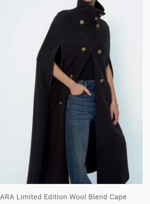 ZARA  WOOL BLEND CAPE !!  XS - SMALL - Image 1 of 4