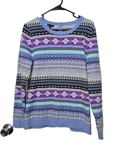 Suéter Talbots Talla M Fair Isle Tejido Rayas Corderos Mezcla de Lana Transpirable Comodidad - Imagen 1 de 11