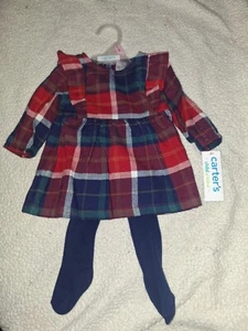Carter’s Size 0/3mo Plaid Dress With Tights NWT (Eb17) - Picture 1 of 3