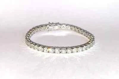 Brazalete de tenis de oro blanco de 18 quilates con diamantes naturales de 10 quilates Foto 1 de 4