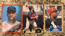 1987 Topps Kirby Puckett #450,1990 wonder-bread #9 & 1992 Stadium Club #500 BL19