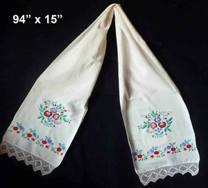 Traditional Ukrainian Embroidered Rushnyk Vintage 1970 Table Runner 94" x 15" - Picture 1 of 5