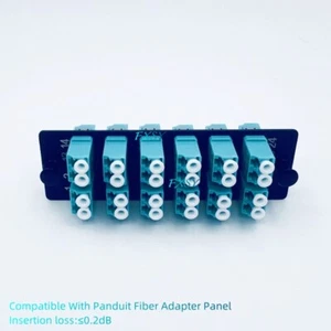 Panel Adaptador de Fibra OM3/OM4 12 LC Adaptador Dúplex Compatible Panduit FAP12WAQDLCZ - Imagen 1 de 6