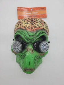 Spooky Village Green Monster Hypno Mask Costume Halloween Mask - Picture 1 of 6